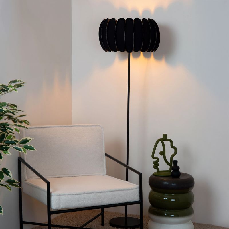 Black floor lamp modern, Spencer, with switch