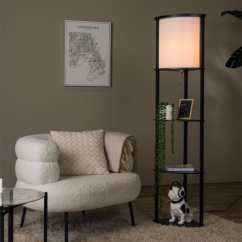 Black floor lamp modern, Menno, with pull switch