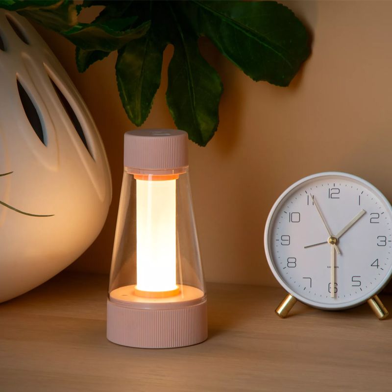 Pink rechargeable outdoor table lamp modern, Lorali, 1,2W, 2700K LED, IP44, with touch dimmer