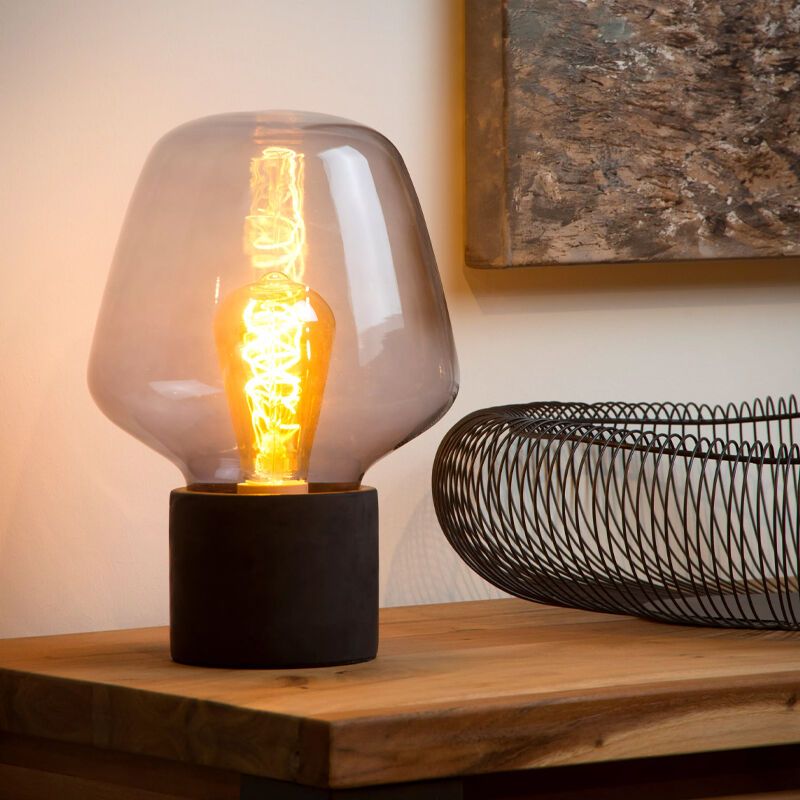 Concrete table lamp grey, Becky, with switch