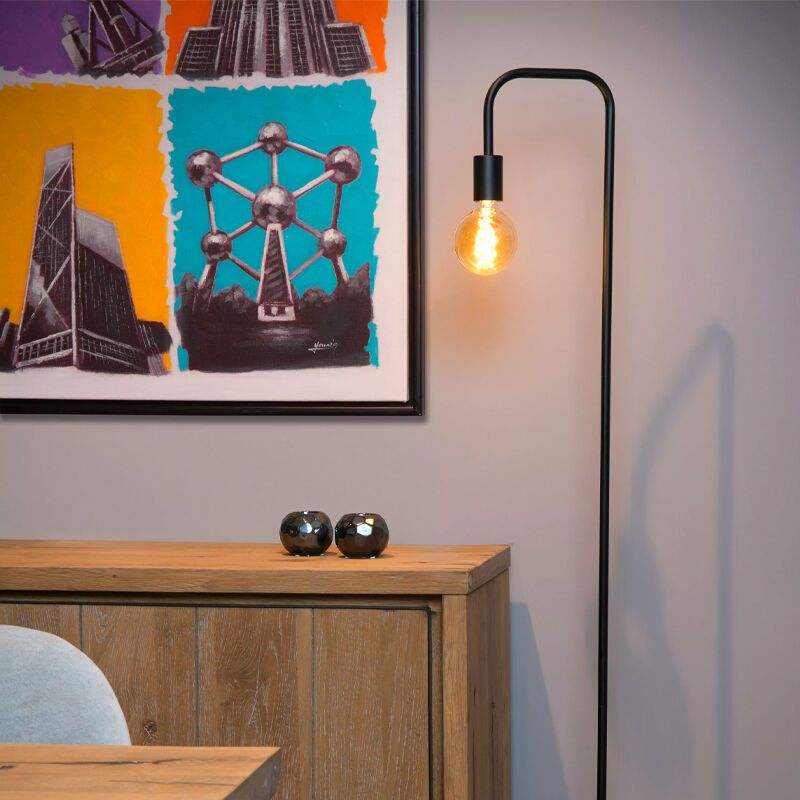 Black floor lamp modern, Lorin, with switch