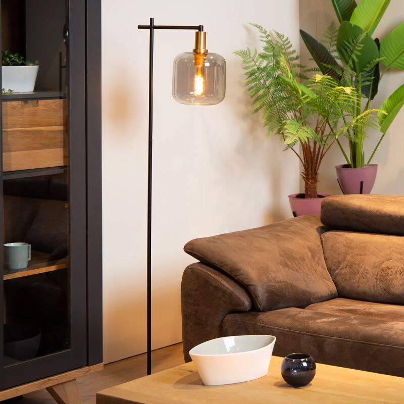 Grey floor lamp modern, Joanet, with switch