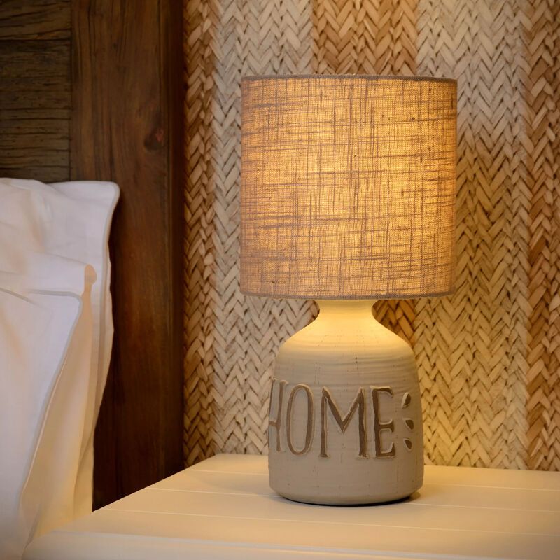 Ceramic table lamp grey, Cosby, with switch