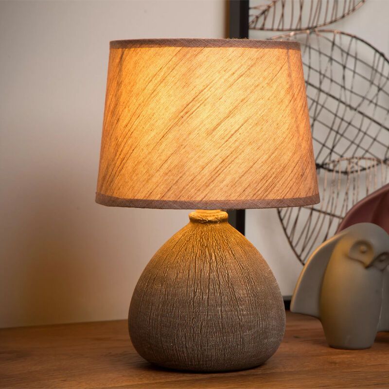 Ceramic table lamp brown, Ramzi, with switch Ceramic table lamp brown, Ramzi, with switch
