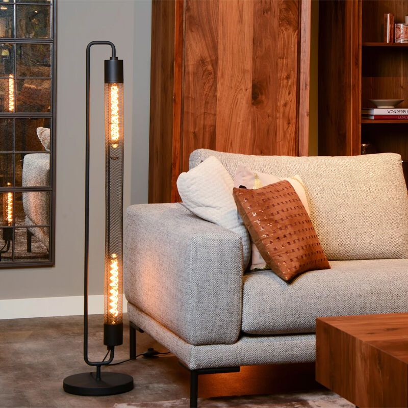 Black floor lamp modern, Calixt, with switch