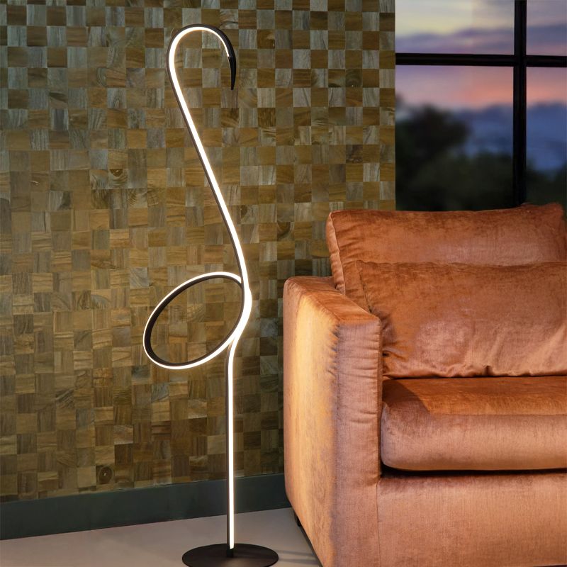 Black floor lamp modern, Flamingo, 14W, RGB LED, with remote control
