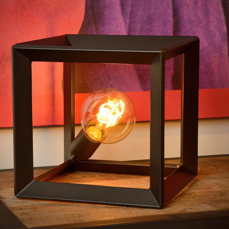 Grey table lamp retro, Thor, with switch