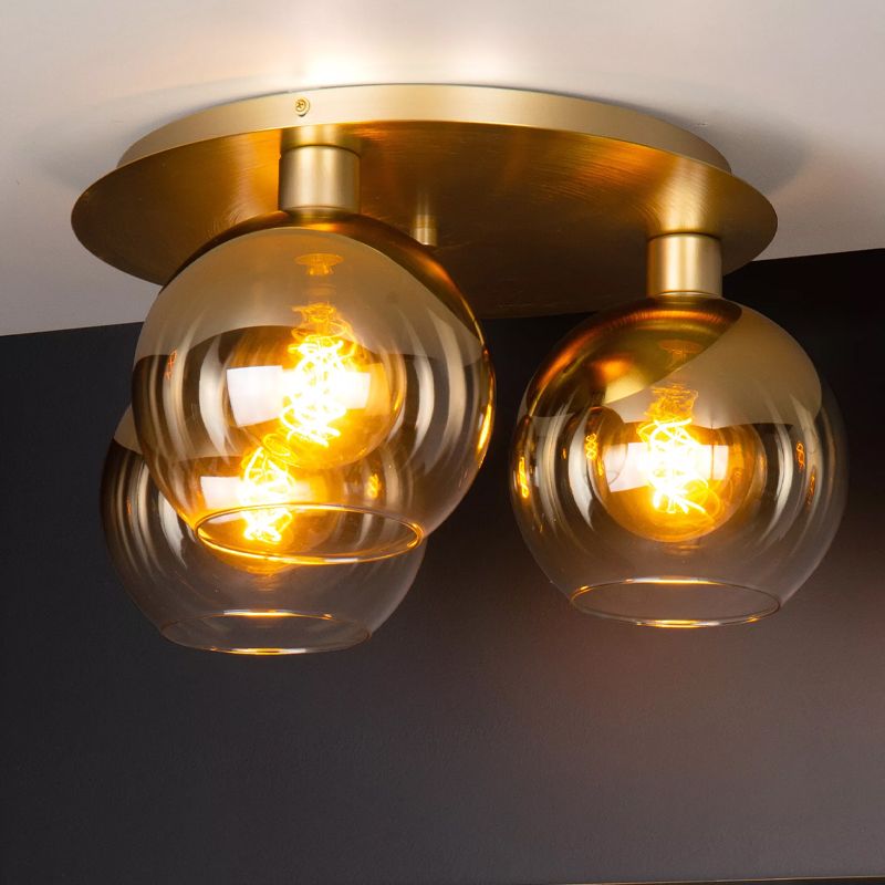Golden flush ceiling light retro, Marius Golden flush ceiling light retro, Marius