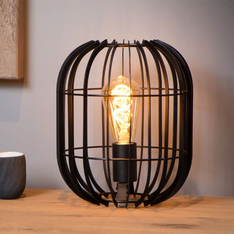 Black table lamp modern, Reda, with switch