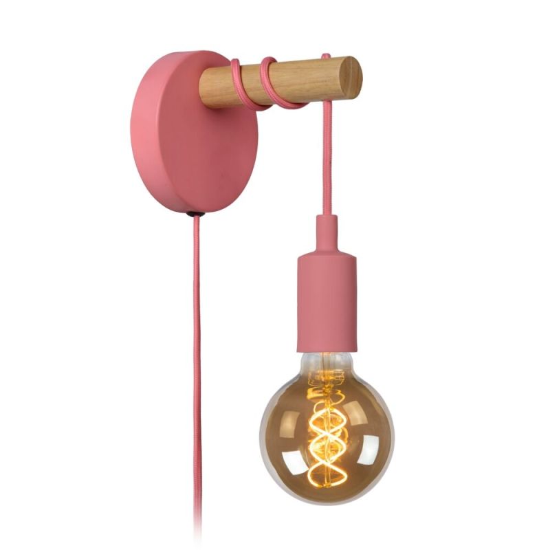 Pink kid's wall light modern, Paulien, with switch Pink kid's wall light modern, Paulien, with switch