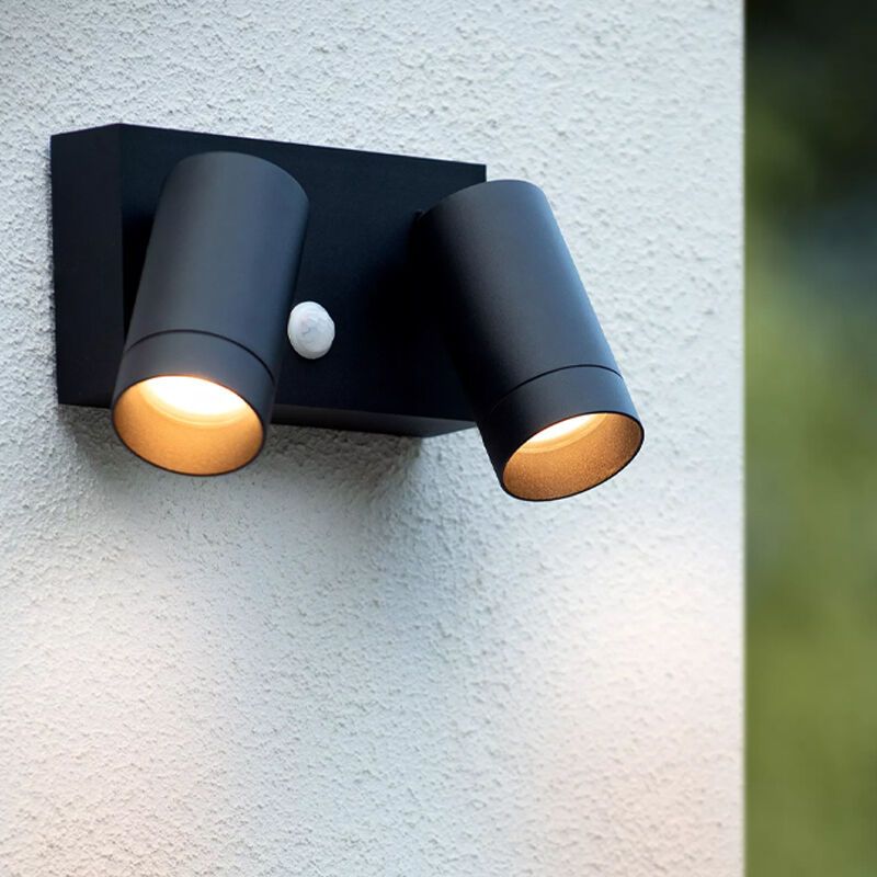 Black outdoor wall light with motion sensor modern, Taylor, IP54
