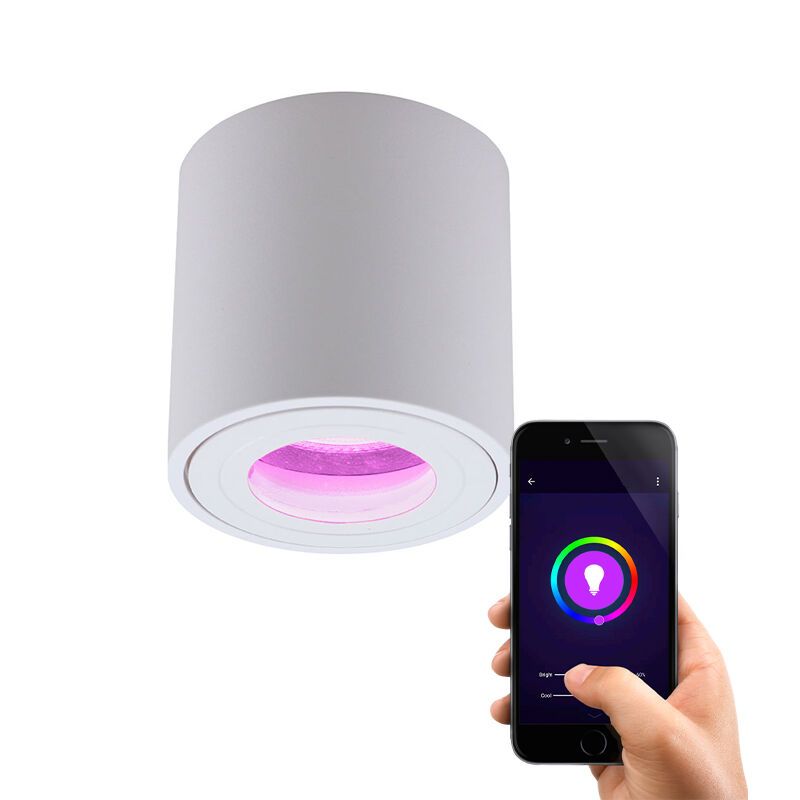 Modern smart ceiling light white, Alion, IP44, 4.5W, RGBW