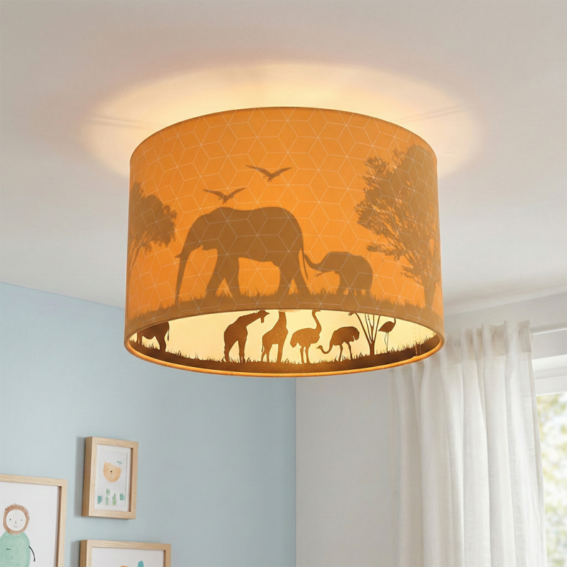 Fabric kid's ceiling light orange, Safari Fabric kid's ceiling light orange, Safari