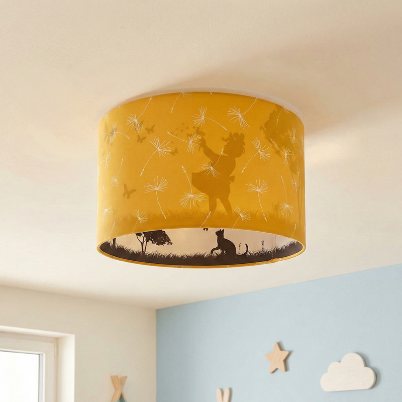 Fabric kid's ceiling light yellow, Butterfly