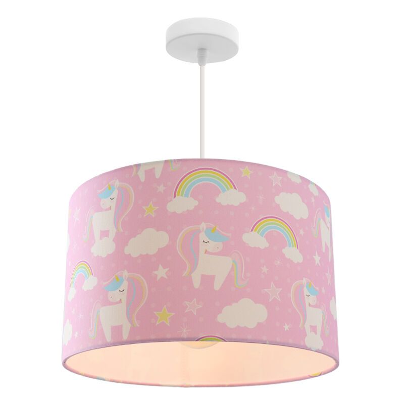 Fabric children's pendant light pink, Unicorn Fabric children's pendant light pink, Unicorn