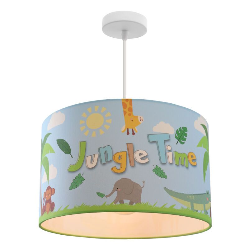 Fabric children's pendant light blue, Jungle Time Fabric children's pendant light blue, Jungle Time