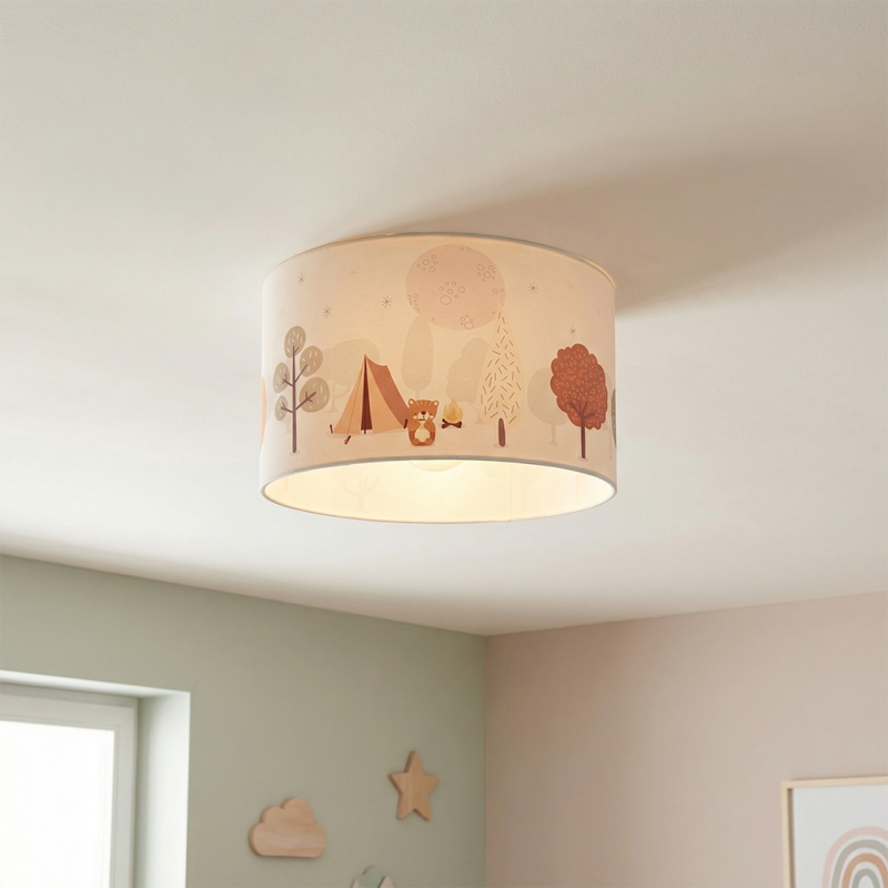 Fabric children's ceiling light white, Forest life Fabric children's ceiling light white, Forest life