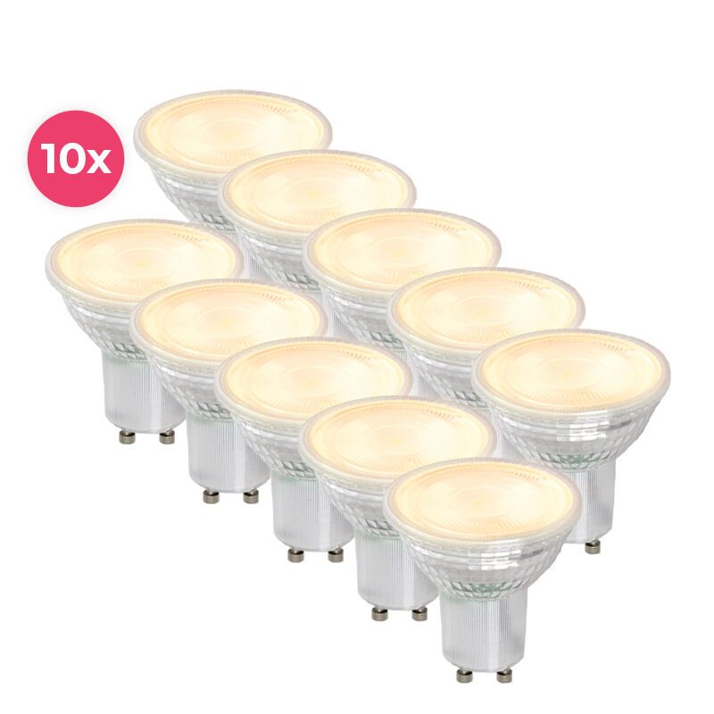 10-pack Dimmable transparent GU10 LED lamp Antonie, 5w, warm white