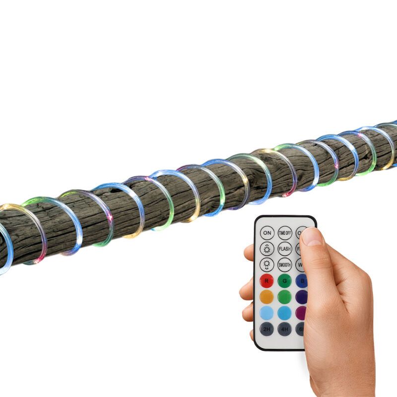 This LED rope light is 25 meters long and has a diameter of 1.3 cm. The connection cable is 1.5 meters long. This LED rope light is 25 meters long and has a diameter of 1.3 cm. The connection cable is 1.5 meters long.