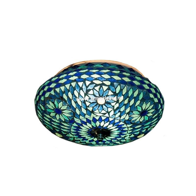Blue oriental flush ceiling light mosaic, Mimoun