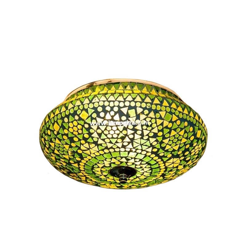 Green oriental flush ceiling light mosaic, Mimoun