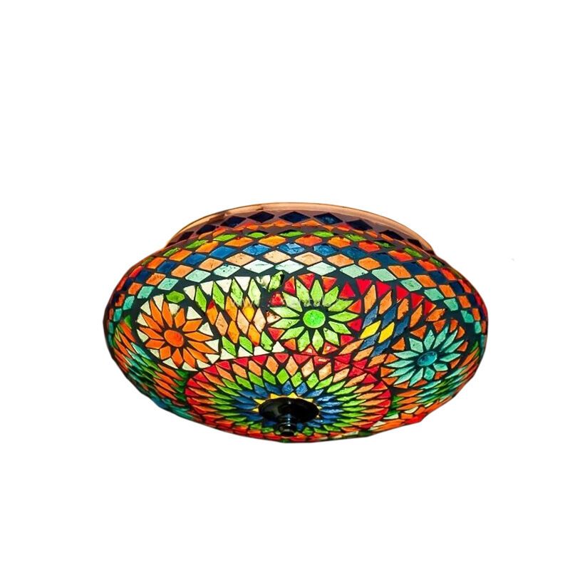 Multicoloured oriental flush ceiling light mosaic, Mimoun