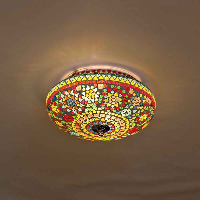 Multicoloured oriental flush ceiling light mosaic, Mimoun Multicoloured oriental flush ceiling light mosaic, Mimoun