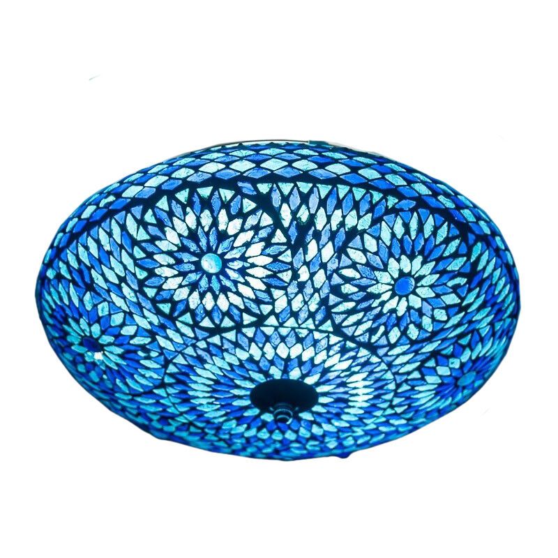 Blue oriental flush ceiling light mosaic, Louay