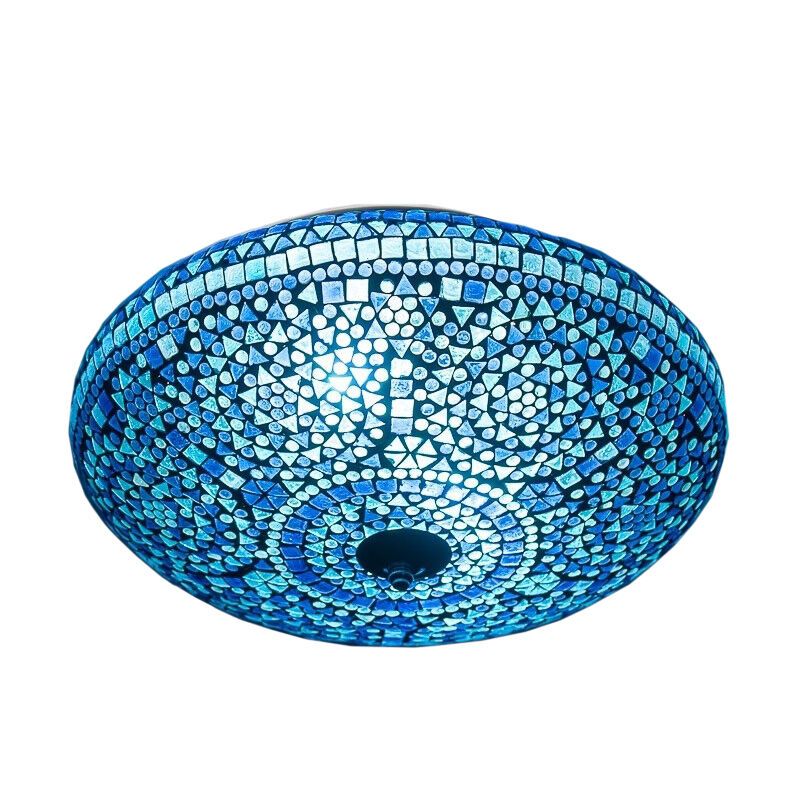 Blue oriental flush ceiling light mosaic, Louay