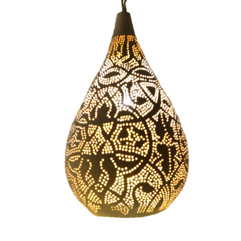 White oriental pendant light filigree, Zina