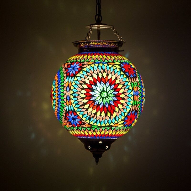 Multicoloured oriental pendant light mosaic, Aziza