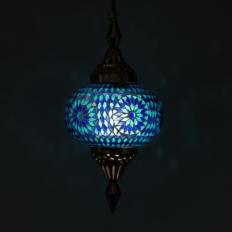 Blue oriental pendant light mosaic, Aicha