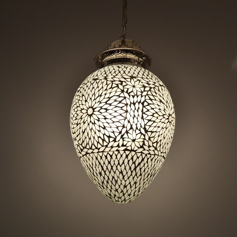 White oriental pendant light mosaic, Isa