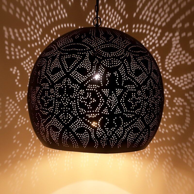 Black oriental pendant light filigree, Alyssa