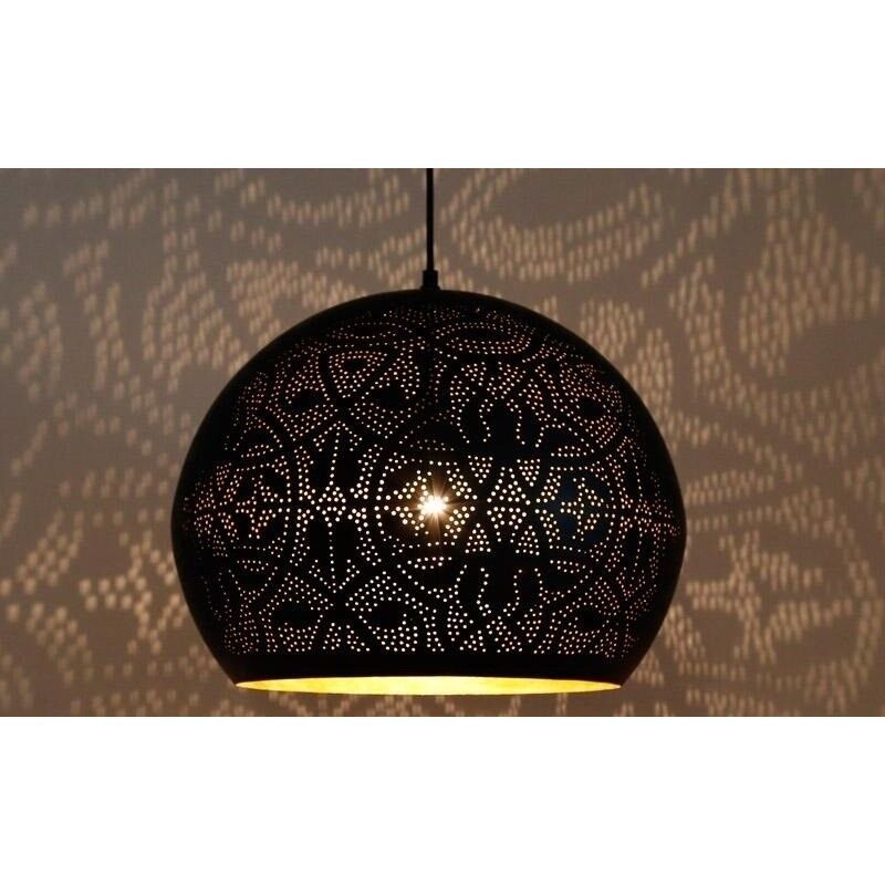 Black oriental pendant light filigree, Kenza