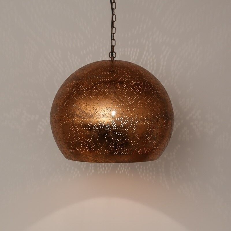 Copper oriental pendant light filigree, Kenza