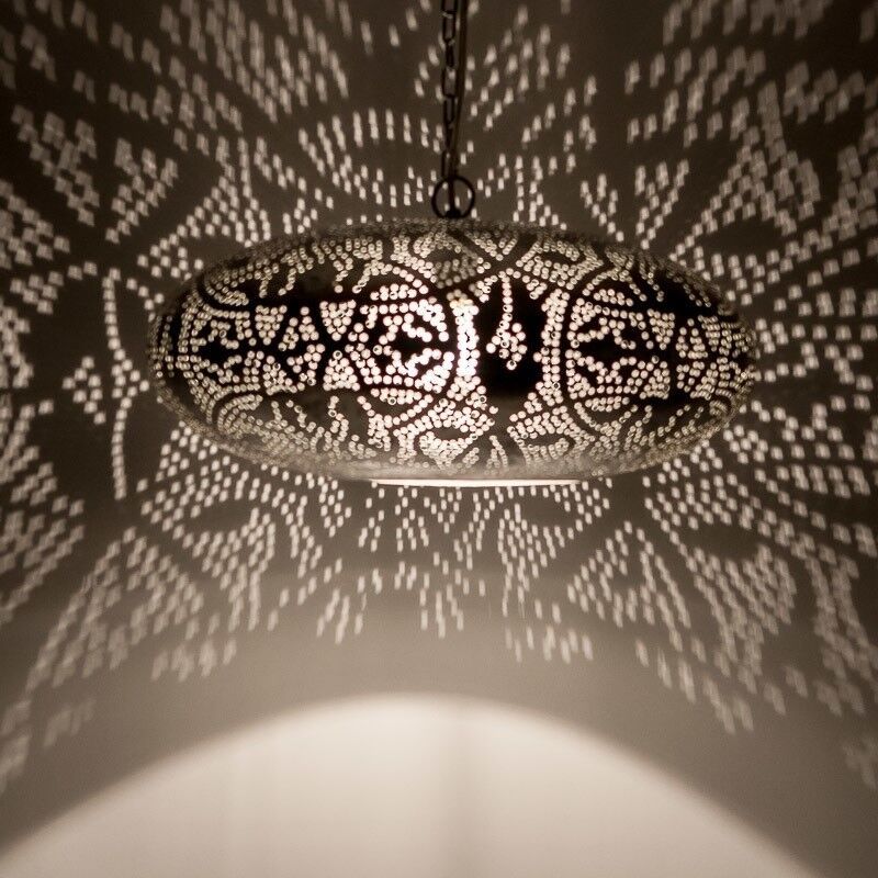 Silver oriental pendant light filigree, Zina
