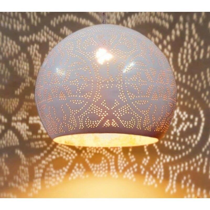 White oriental pendant light filigree, Kenza