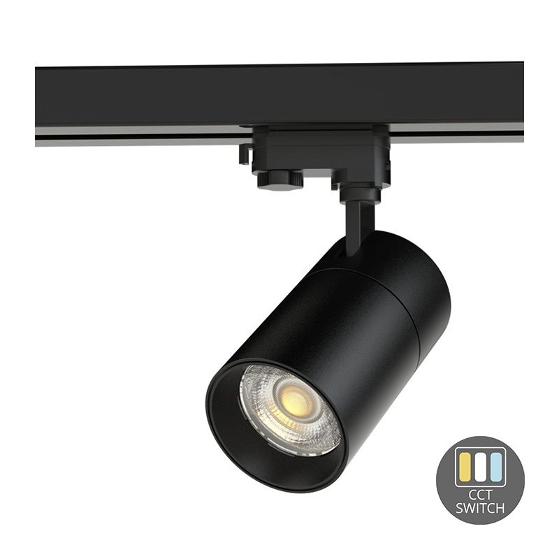 Black 3-phase track spotlight Rozina, 30W, white switch, dimmable, Pro Black 3-phase track spotlight Rozina, 30W, white switch, dimmable, Pro