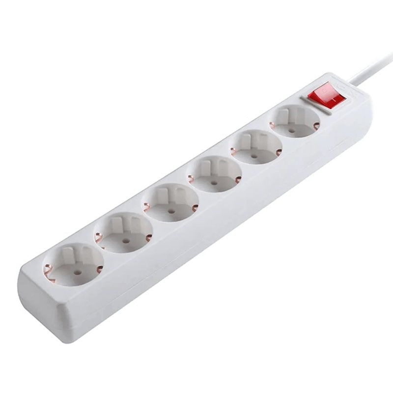 6-way power strip with switch 1.5 metres, white 6-way power strip with switch 1.5 metres, white