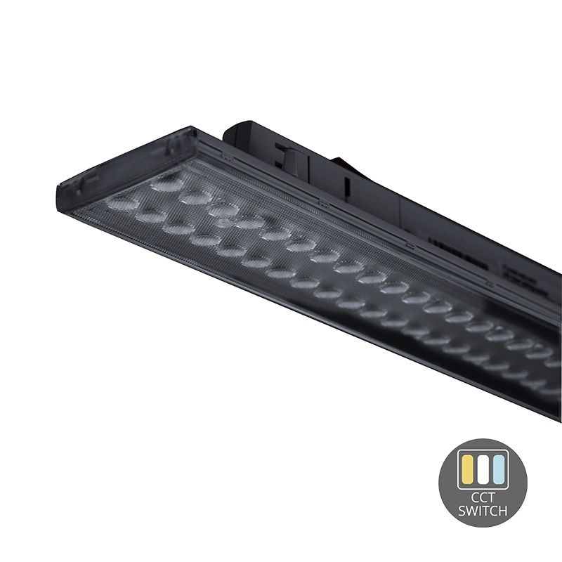 Black 3-phase track light fixture Tora, 35W, white switch, 60 cm, Pro