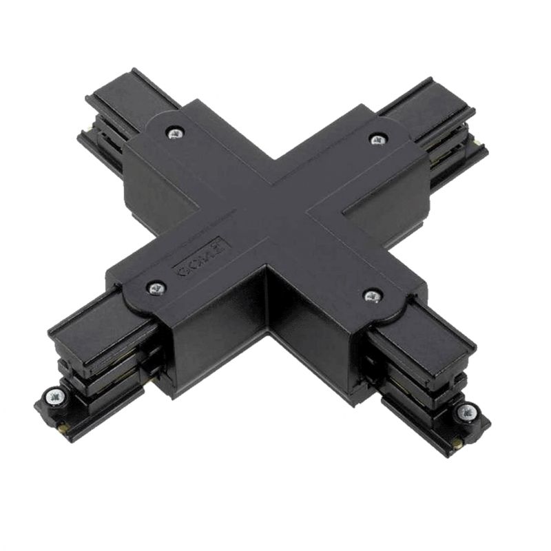 X-shape connector for 3-phase track lighting, black, Pro X-shape connector for 3-phase track lighting, black, Pro