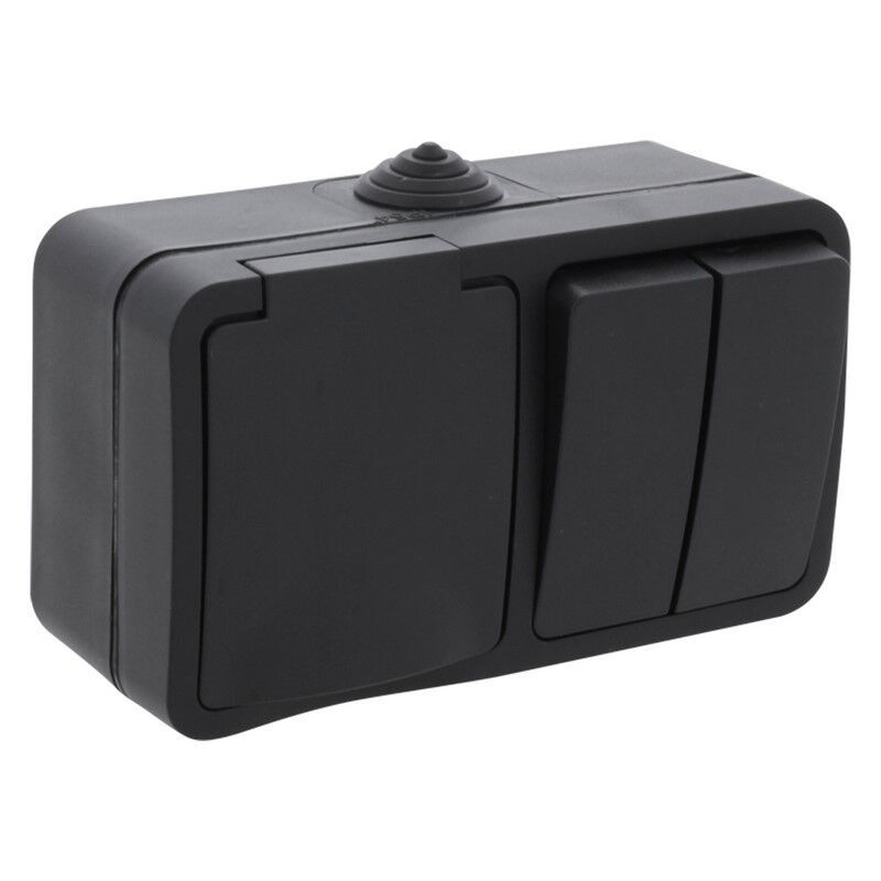 Q-Link Combination socket and switch, Splash-proof series Protective earth