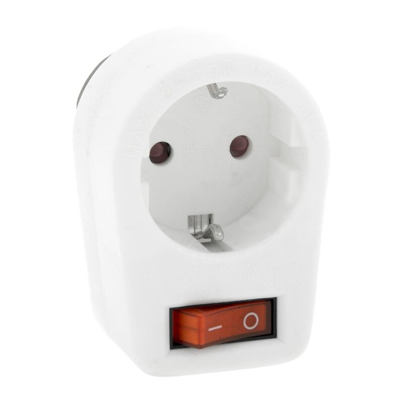 Plug earth connection switch lamp 10 / 16A, white
