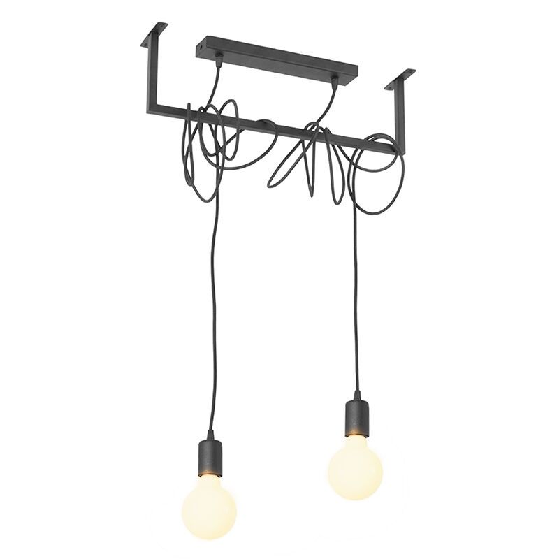 Steel pendant light black, Lauraine
