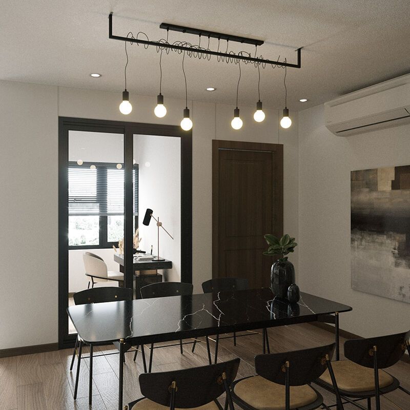 Steel pendant light black, Lauraine