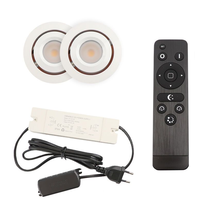 2 adjustable porch spotlights Rona, IP44, with connection set and remote control, white 2 adjustable porch spotlights Rona, IP44, with connection set and remote control, white