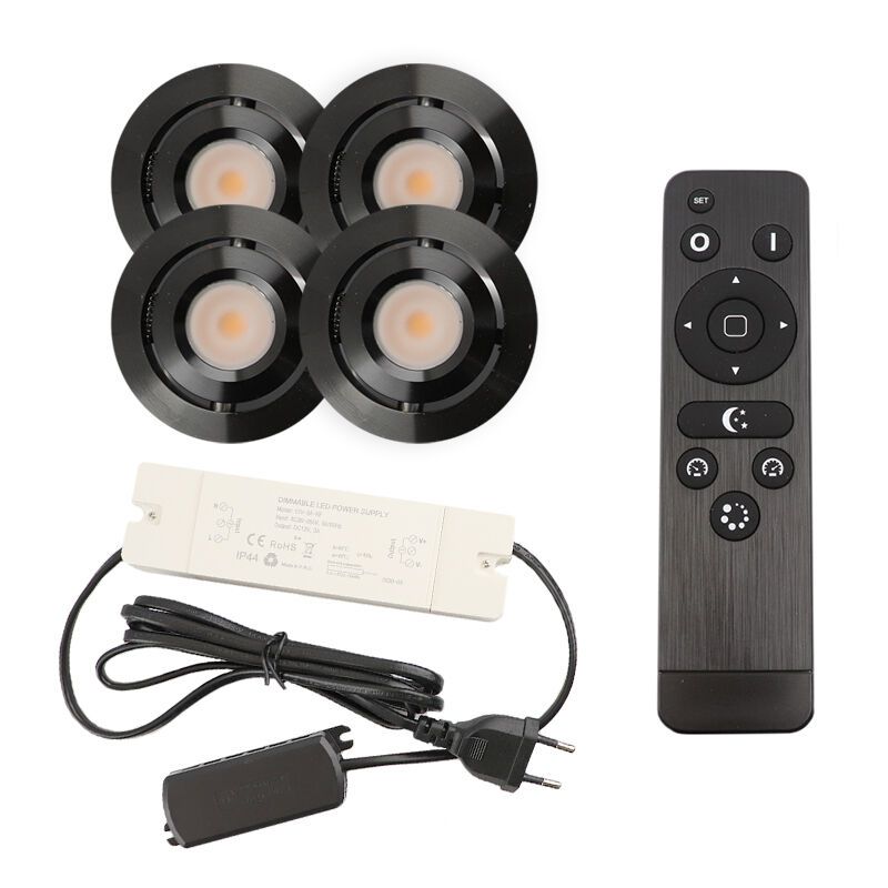 4 adjustable porch spotlights Rona, IP44, with connection set and remote control, black