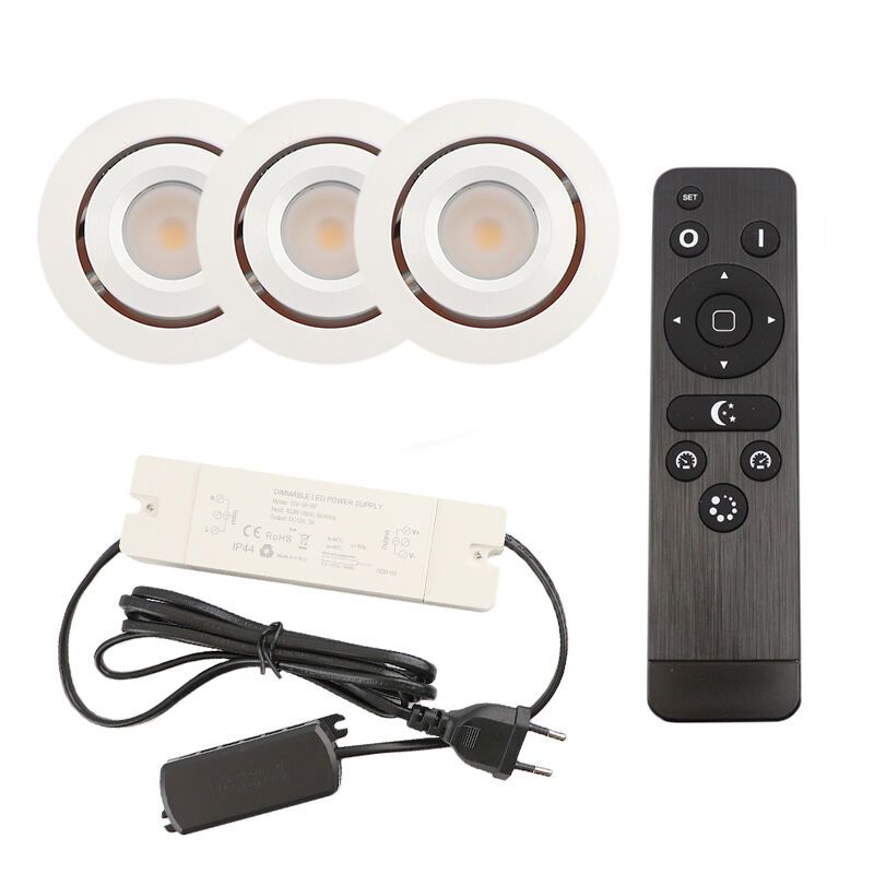 3 adjustable porch spotlights Rona, IP44, with connection set and remote control, white