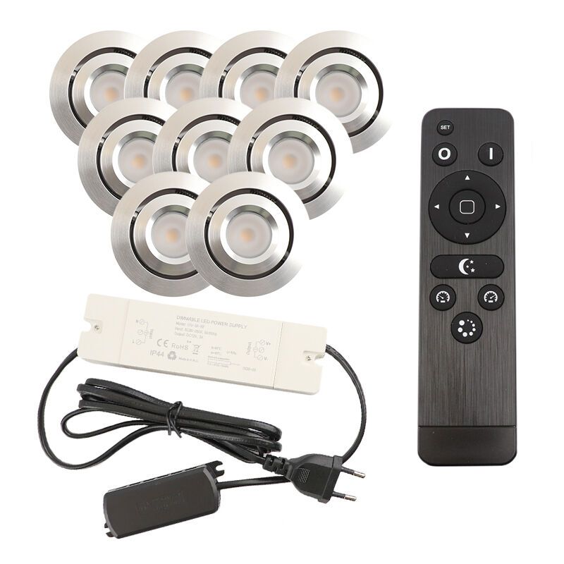 9 adjustable porch spotlights Rona, IP44, with connection set and remote control, chrome